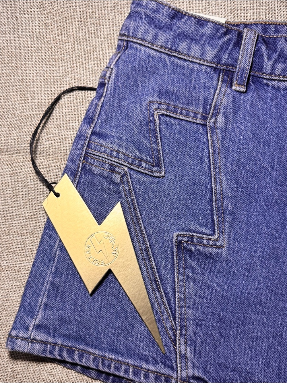 Rolla's x AC/DC Lightning Denim Shorts NWT Size 29 High Rise Blue Jean Shorts - Picture 3 of 13